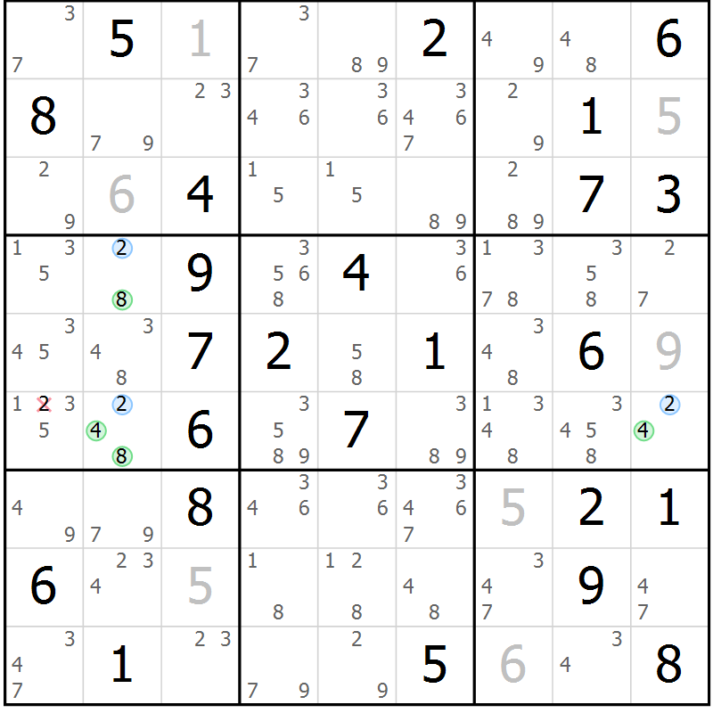 Position des candidats pour la solution de la Gr 34 page 37 du magazine de sudoku Suprême n° 024