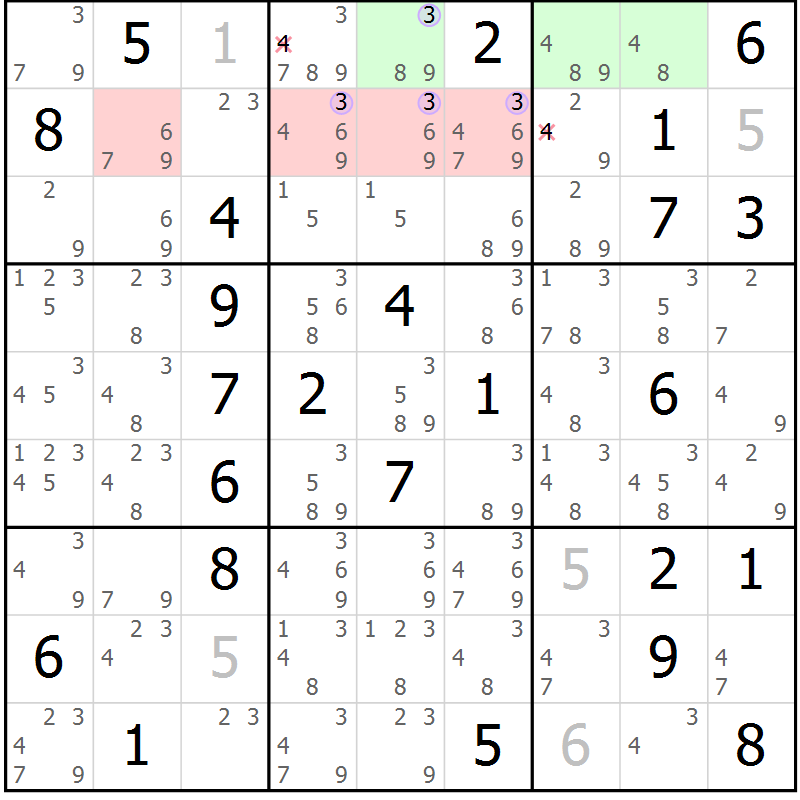 Position des candidats pour la solution de la Gr 34 page 37 du magazine de sudoku Suprême n° 024