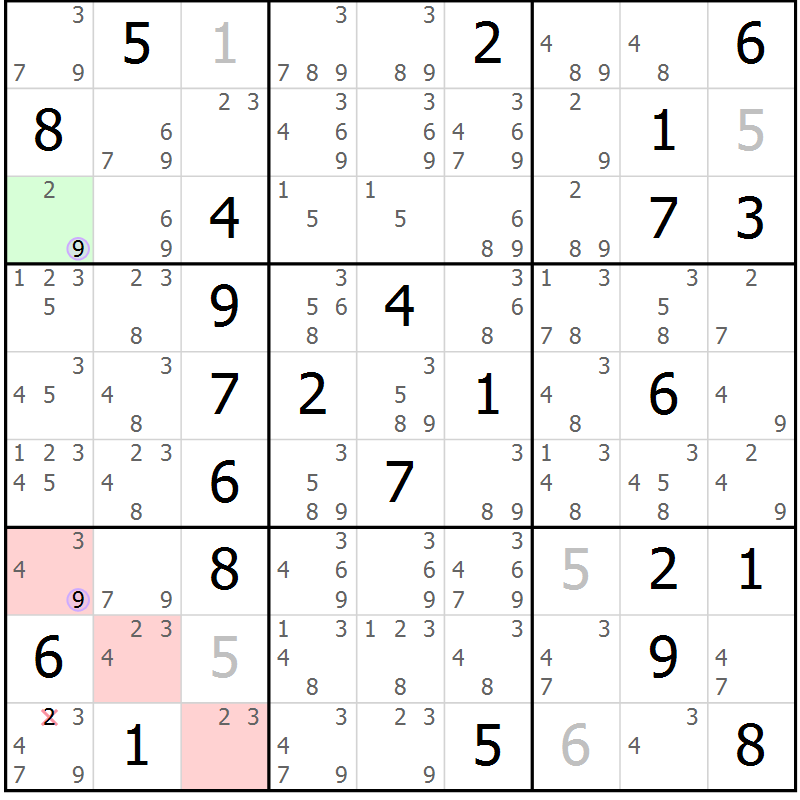 Position des candidats pour la solution de la Gr 34 page 37 du magazine de sudoku Suprême n° 024