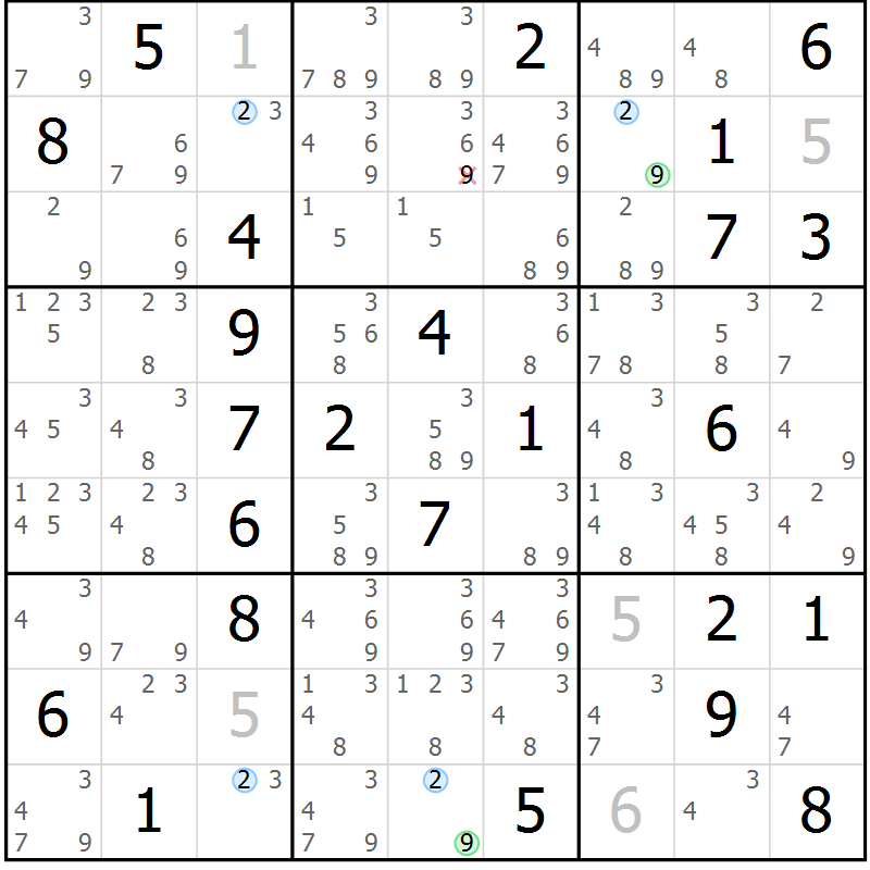 Position des candidats pour la solution de la Gr 34 page 37 du magazine de sudoku Suprême n° 024