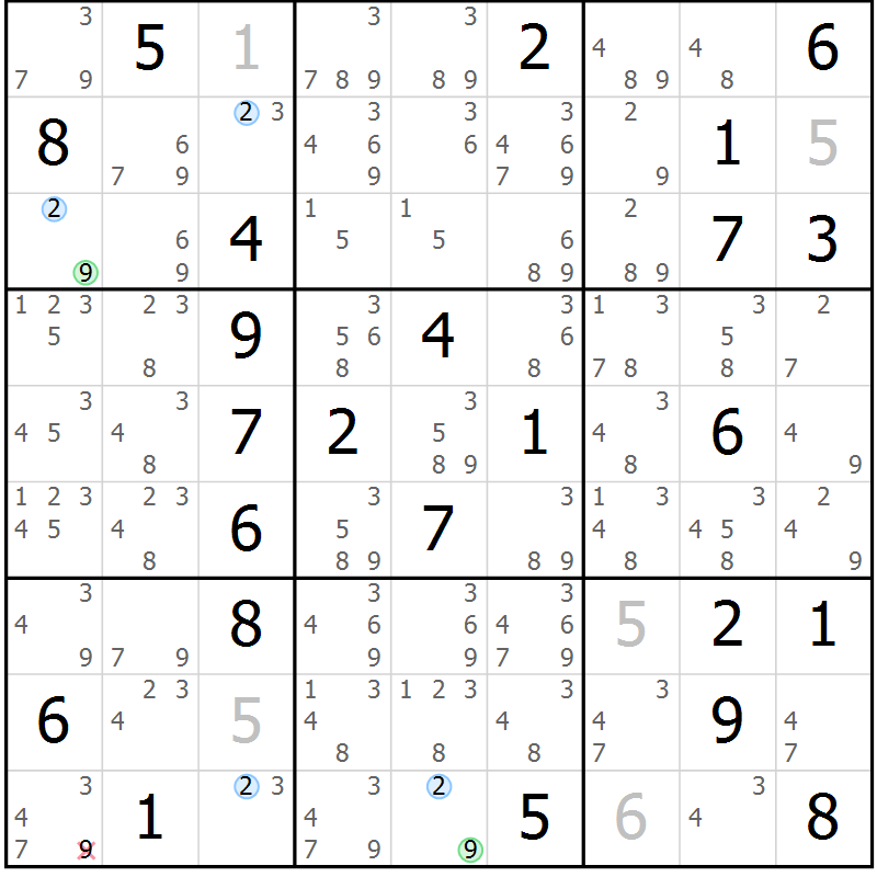 Position des candidats pour la solution de la Gr 34 page 37 du magazine de sudoku Suprême n° 024
