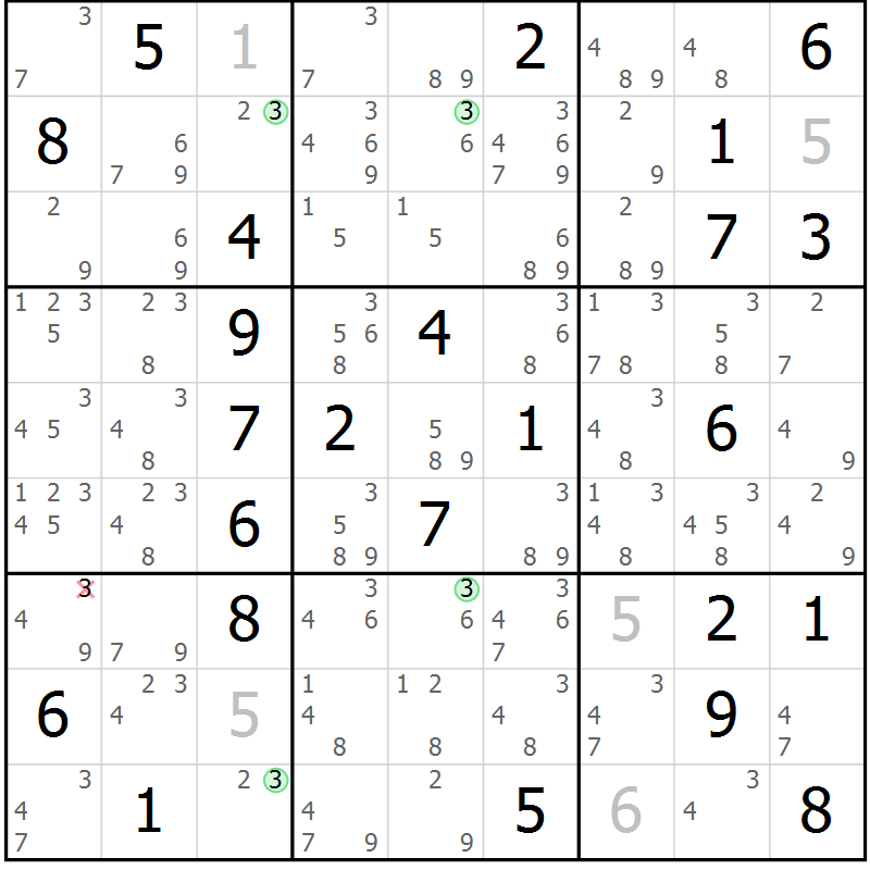 Position des candidats pour la solution de la Gr 34 page 37 du magazine de sudoku Suprême n° 024