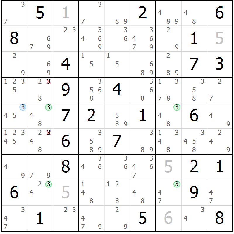 Position des candidats pour la solution de la Gr 34 page 37 du magazine de sudoku Suprême n° 024