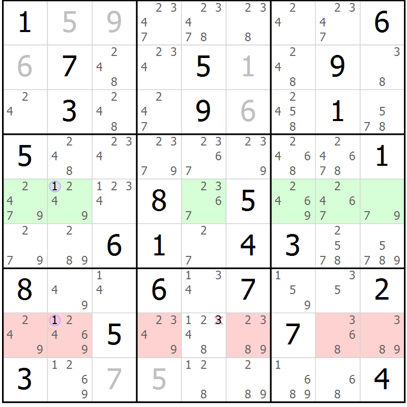 Position des candidats pour la solution de la Gr 35 page 38 du magazine de sudoku Suprême n° 024