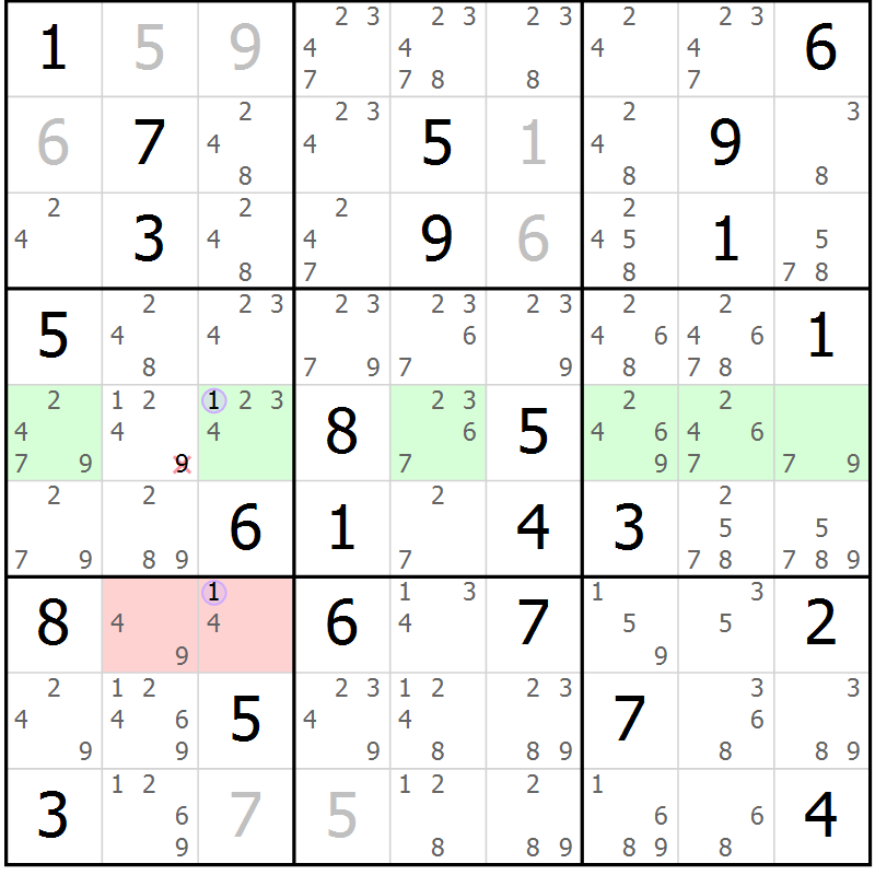 Position des candidats pour la solution de la Gr 35 page 38 du magazine de sudoku Suprême n° 024