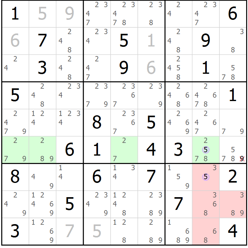 Position des candidats pour la solution de la Gr 35 page 38 du magazine de sudoku Suprême n° 024