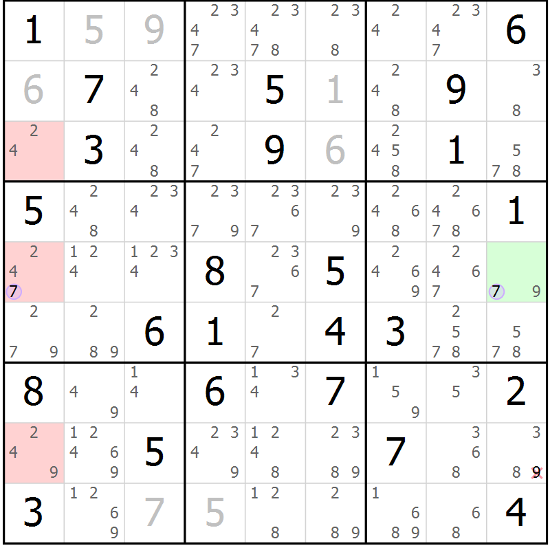 Position des candidats pour la solution de la Gr 35 page 38 du magazine de sudoku Suprême n° 024