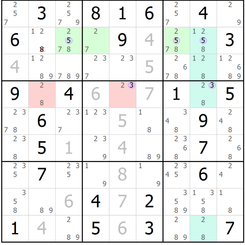 Position des candidats pour la solution de la Gr 36 page 39 du magazine de sudoku Suprême n° 024