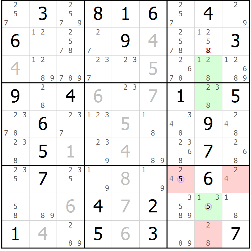 Position des candidats pour la solution de la Gr 36 page 39 du magazine de sudoku Suprême n° 024