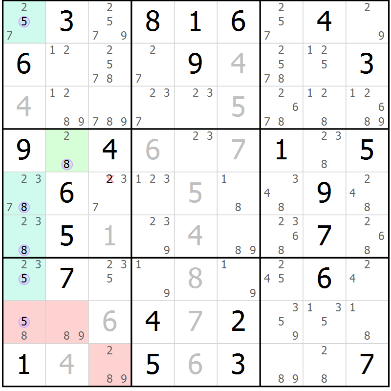 Position des candidats pour la solution de la Gr 36 page 39 du magazine de sudoku Suprême n° 024