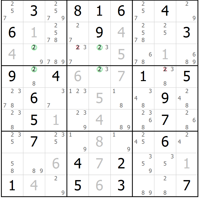 Position des candidats pour la solution de la Gr 36 page 39 du magazine de sudoku Suprême n° 024