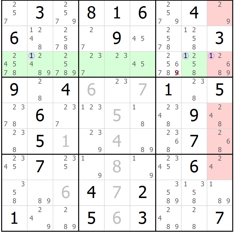 Position des candidats pour la solution de la Gr 36 page 39 du magazine de sudoku Suprême n° 024