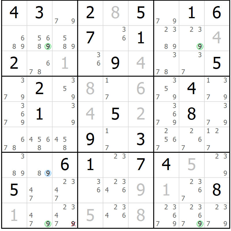 Position des candidats pour la solution de la Gr 37 page 40 du magazine de sudoku Suprême n° 024
