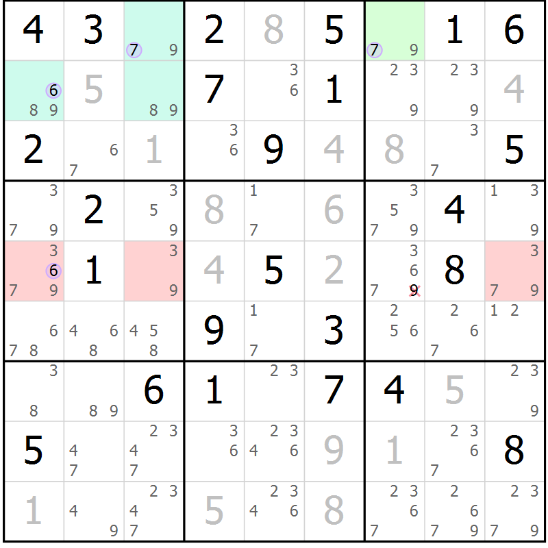 Position des candidats pour la solution de la Gr 37 page 40 du magazine de sudoku Suprême n° 024
