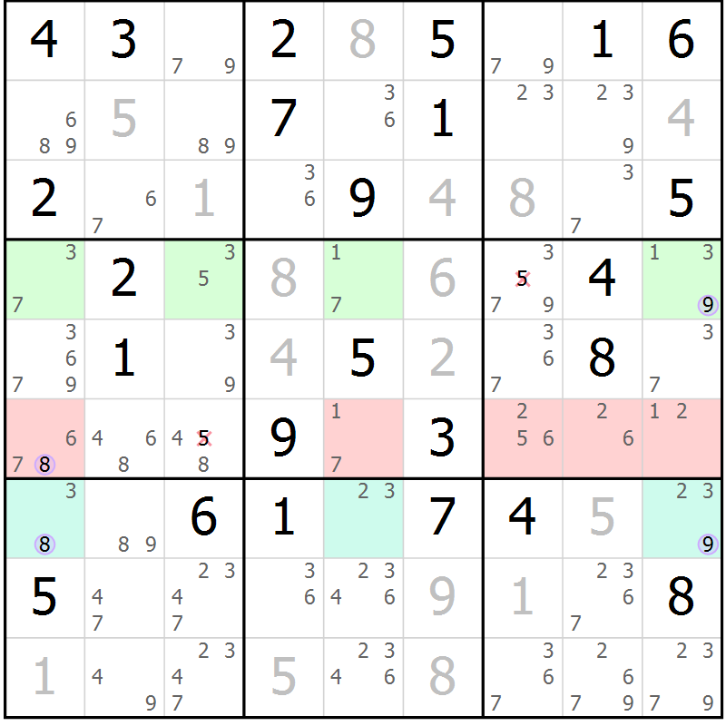 Position des candidats pour la solution de la Gr 37 page 40 du magazine de sudoku Suprême n° 024