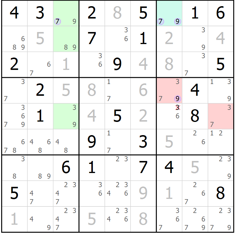 Position des candidats pour la solution de la Gr 37 page 40 du magazine de sudoku Suprême n° 024