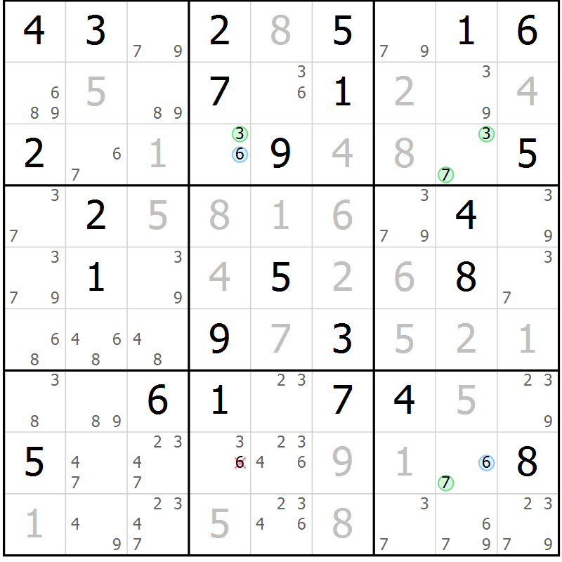 Position des candidats pour la solution de la Gr 37 page 40 du magazine de sudoku Suprême n° 024