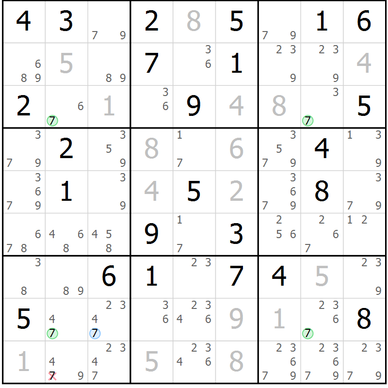 Position des candidats pour la solution de la Gr 37 page 40 du magazine de sudoku Suprême n° 024