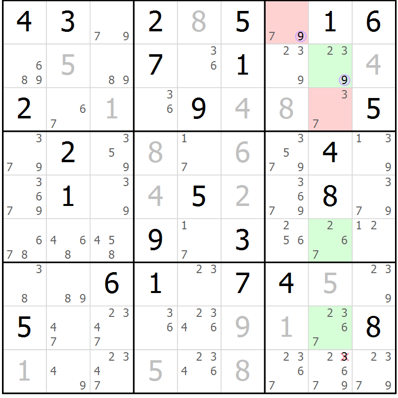 Position des candidats pour la solution de la Gr 37 page 40 du magazine de sudoku Suprême n° 024