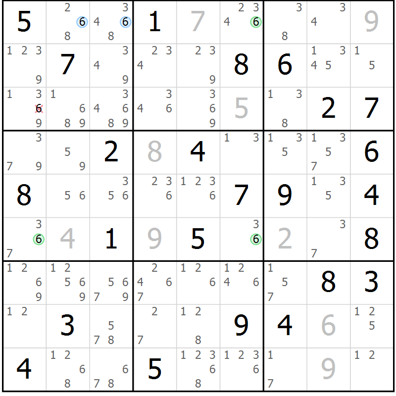 Position des candidats pour la solution de la Gr 38 page 41 du magazine de sudoku Suprême n° 024