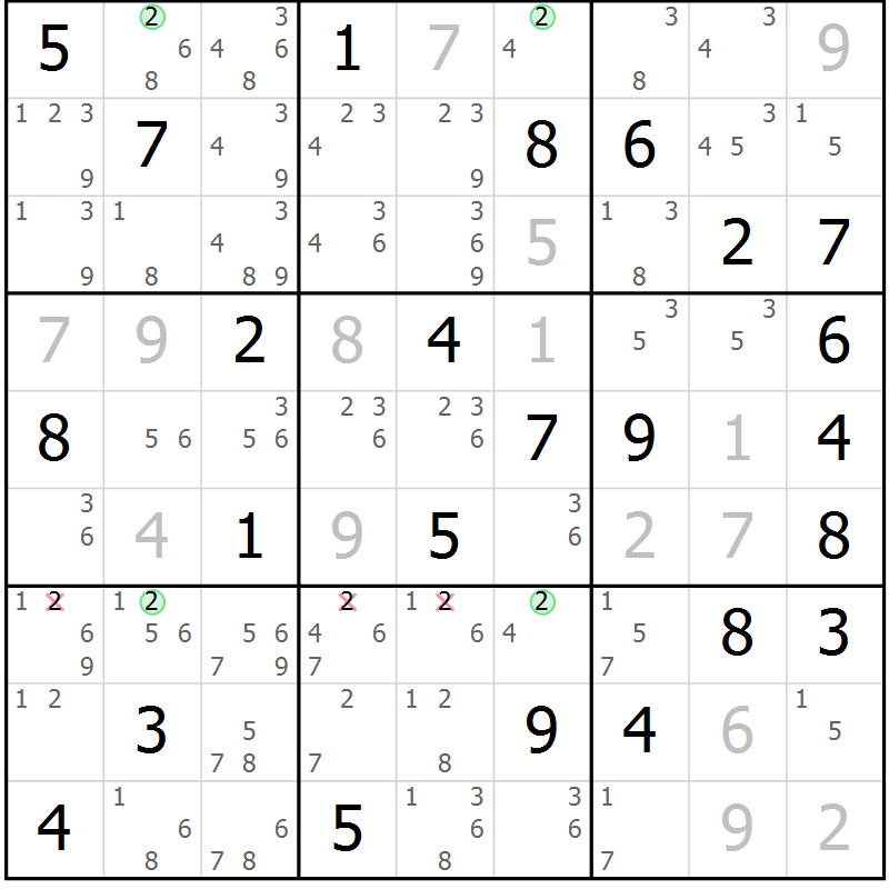 Position des candidats pour la solution de la Gr 38 page 41 du magazine de sudoku Suprême n° 024