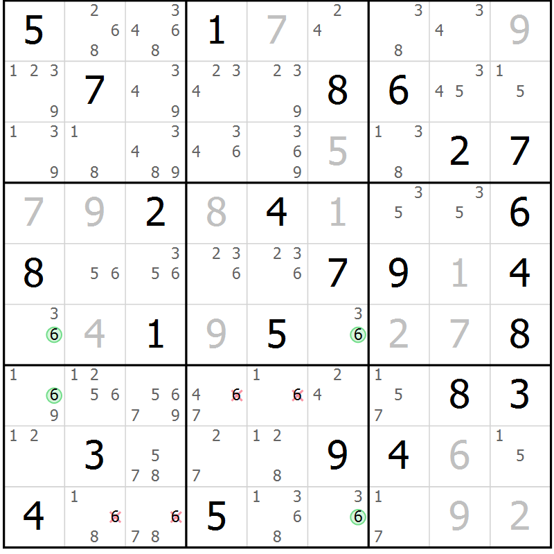 Position des candidats pour la solution de la Gr 38 page 41 du magazine de sudoku Suprême n° 024