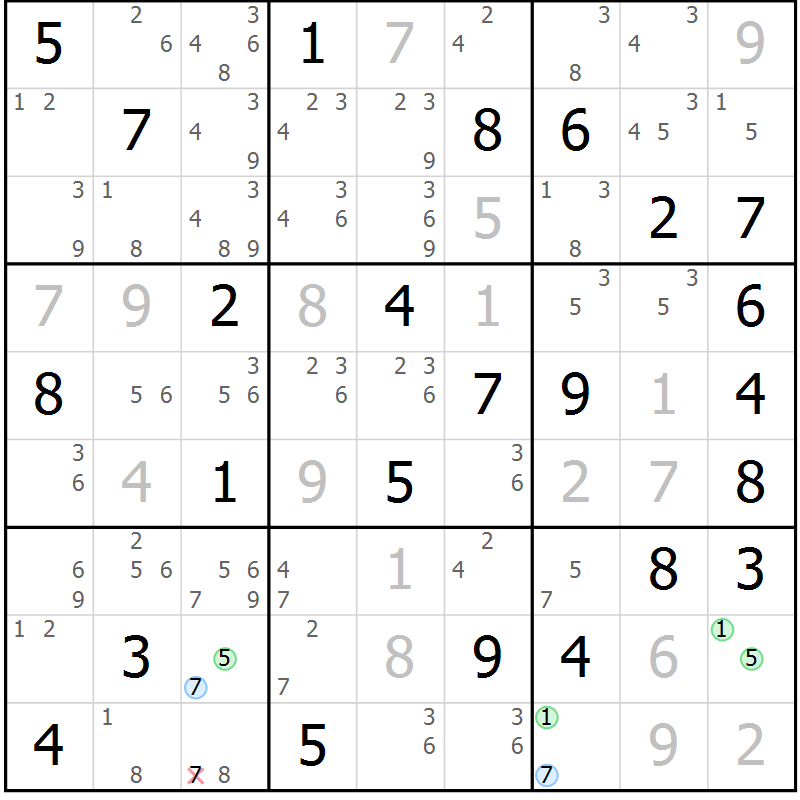 Position des candidats pour la solution de la Gr 38 page 41 du magazine de sudoku Suprême n° 024