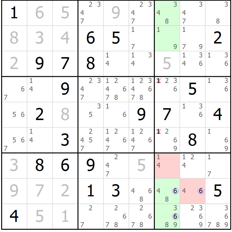 Position des candidats pour la solution de la Gr 4 page 7 du magazine de sudoku Suprême n° 024