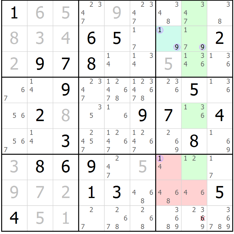 Position des candidats pour la solution de la Gr 4 page 7 du magazine de sudoku Suprême n° 024
