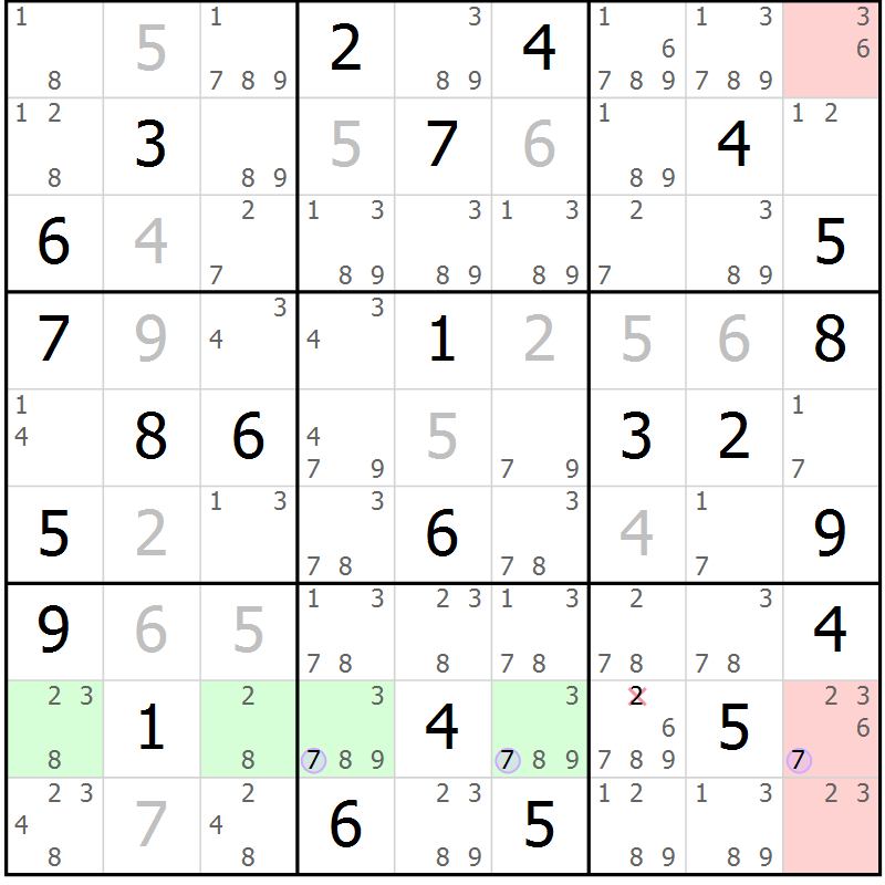 Position des candidats pour la solution de la Gr 40 page 43 du magazine de sudoku Suprême n° 024