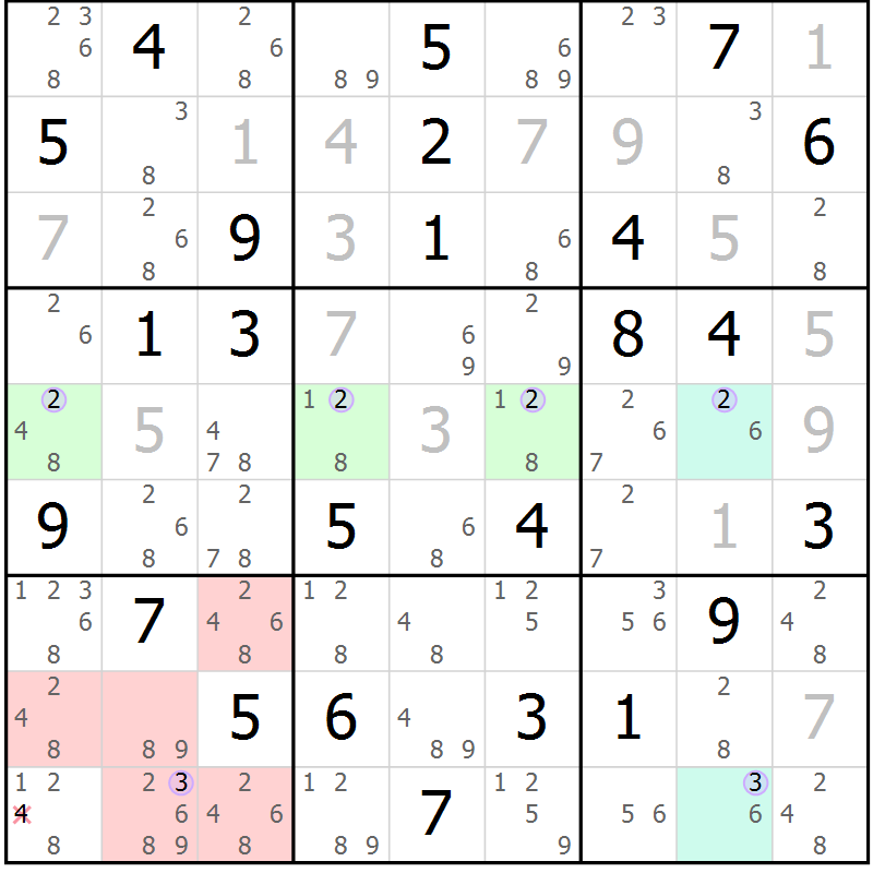 Position des candidats pour la solution de la Gr 41 page 44 du magazine de sudoku Suprême n° 024