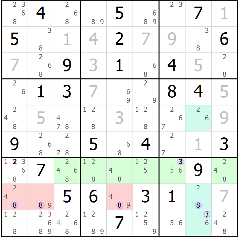 Position des candidats pour la solution de la Gr 41 page 44 du magazine de sudoku Suprême n° 024