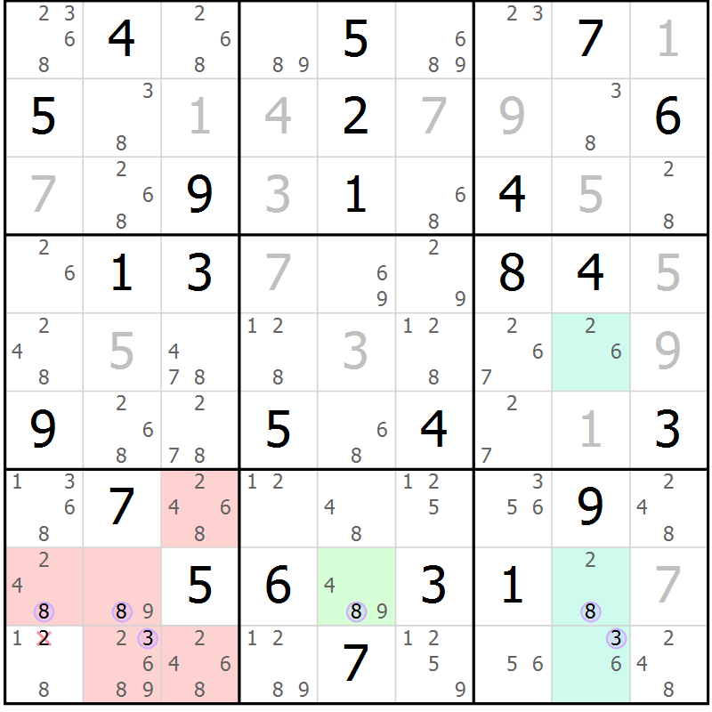 Position des candidats pour la solution de la Gr 41 page 44 du magazine de sudoku Suprême n° 024