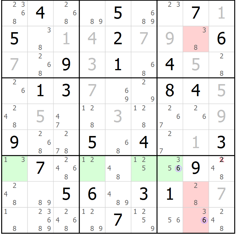 Position des candidats pour la solution de la Gr 41 page 44 du magazine de sudoku Suprême n° 024