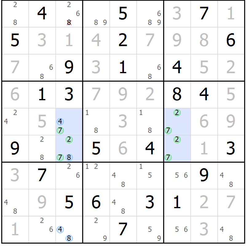 Position des candidats pour la solution de la Gr 41 page 44 du magazine de sudoku Suprême n° 024