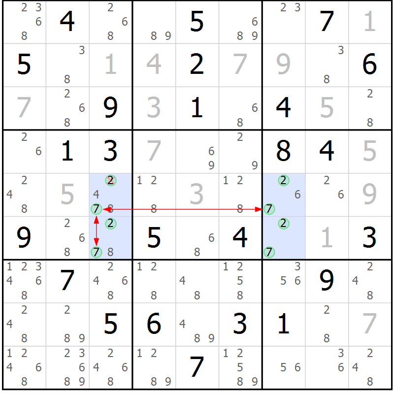 Position des candidats pour la solution de la Gr 41 page 44 du magazine de sudoku Suprême n° 024