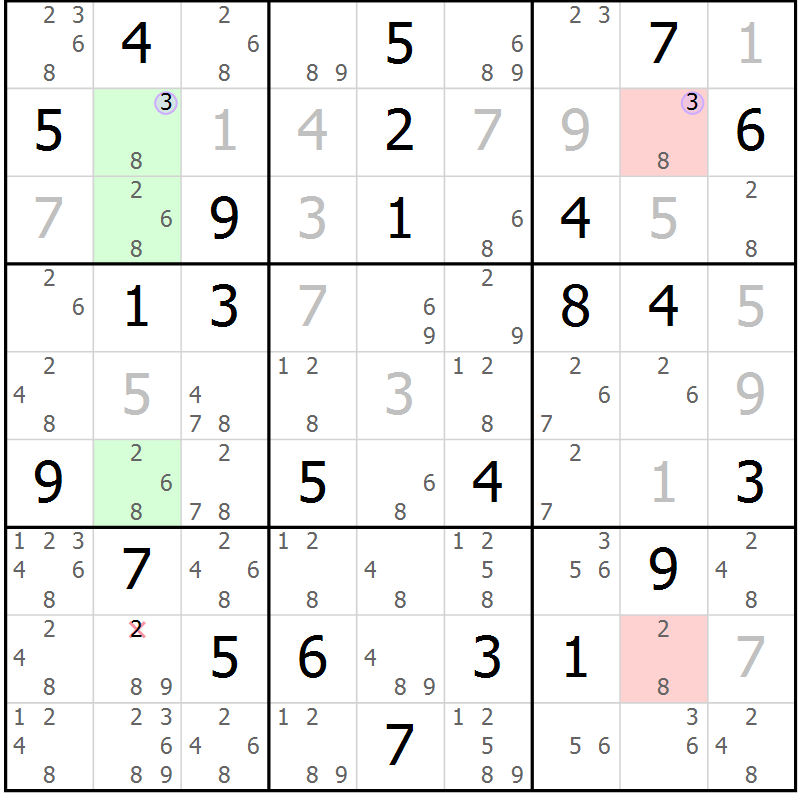 Position des candidats pour la solution de la Gr 41 page 44 du magazine de sudoku Suprême n° 024