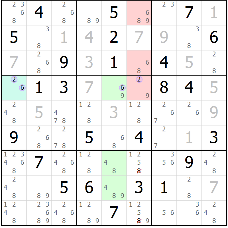 Position des candidats pour la solution de la Gr 41 page 44 du magazine de sudoku Suprême n° 024