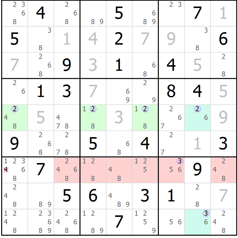 Position des candidats pour la solution de la Gr 41 page 44 du magazine de sudoku Suprême n° 024