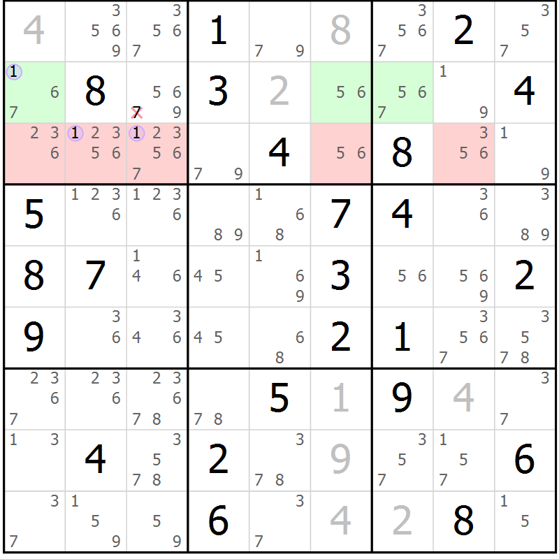 Position des candidats pour la solution de la Gr 43 page 46 du magazine de sudoku Suprême n° 024