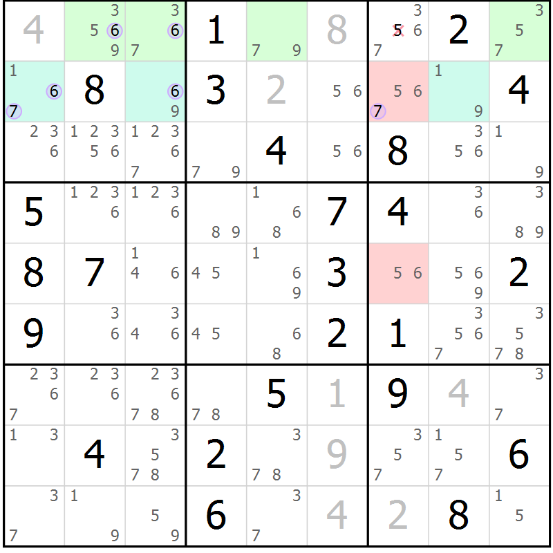 Position des candidats pour la solution de la Gr 43 page 46 du magazine de sudoku Suprême n° 024