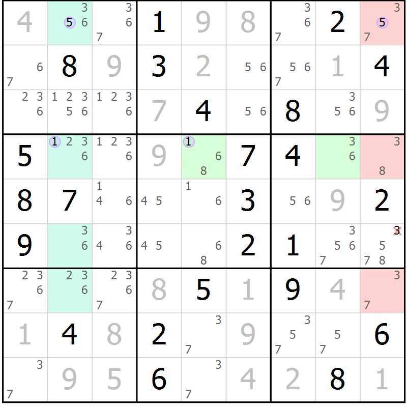 Position des candidats pour la solution de la Gr 43 page 46 du magazine de sudoku Suprême n° 024