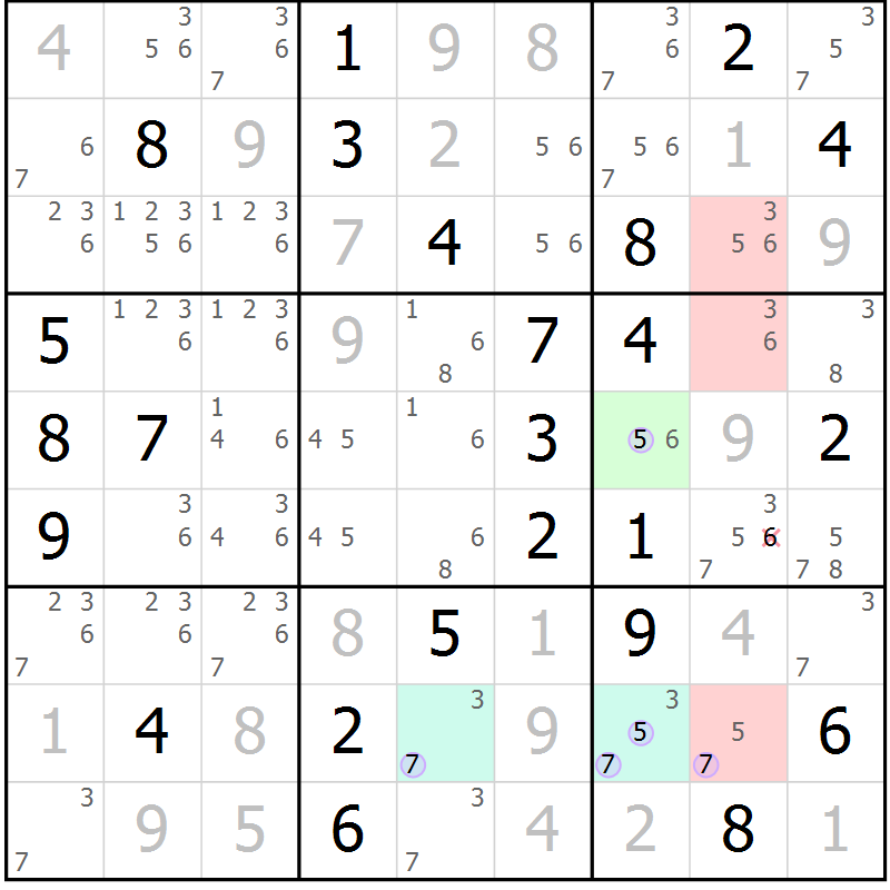 Position des candidats pour la solution de la Gr 43 page 46 du magazine de sudoku Suprême n° 024