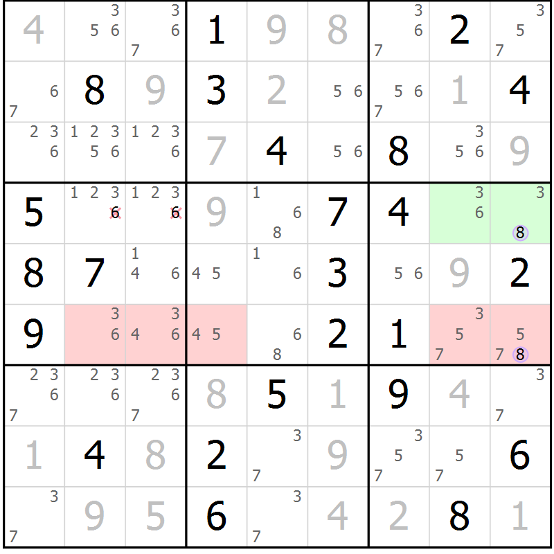 Position des candidats pour la solution de la Gr 43 page 46 du magazine de sudoku Suprême n° 024