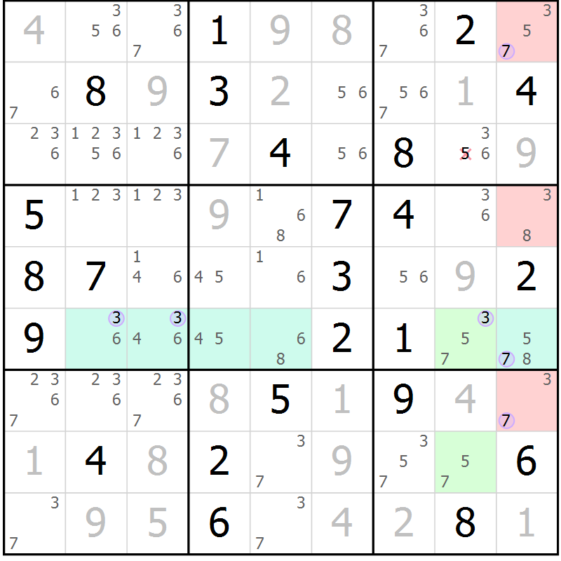 Position des candidats pour la solution de la Gr 43 page 46 du magazine de sudoku Suprême n° 024