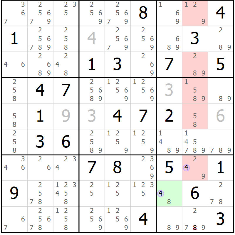 Position des candidats pour la solution de la Gr 44 page 47 du magazine de sudoku Suprême n° 024