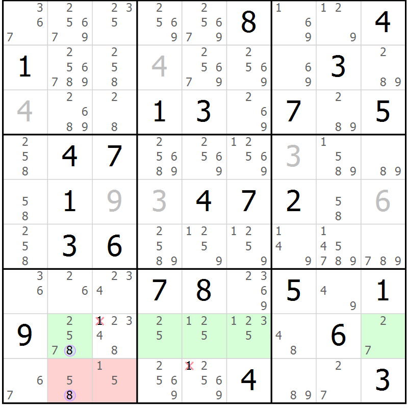 Position des candidats pour la solution de la Gr 44 page 47 du magazine de sudoku Suprême n° 024