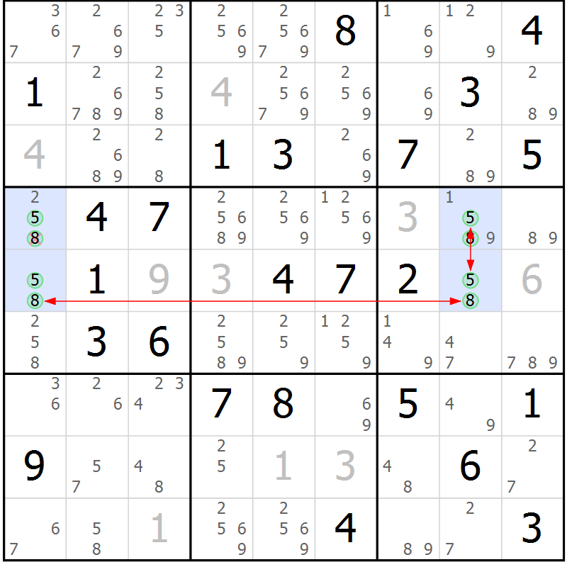 Position des candidats pour la solution de la Gr 44 page 47 du magazine de sudoku Suprême n° 024