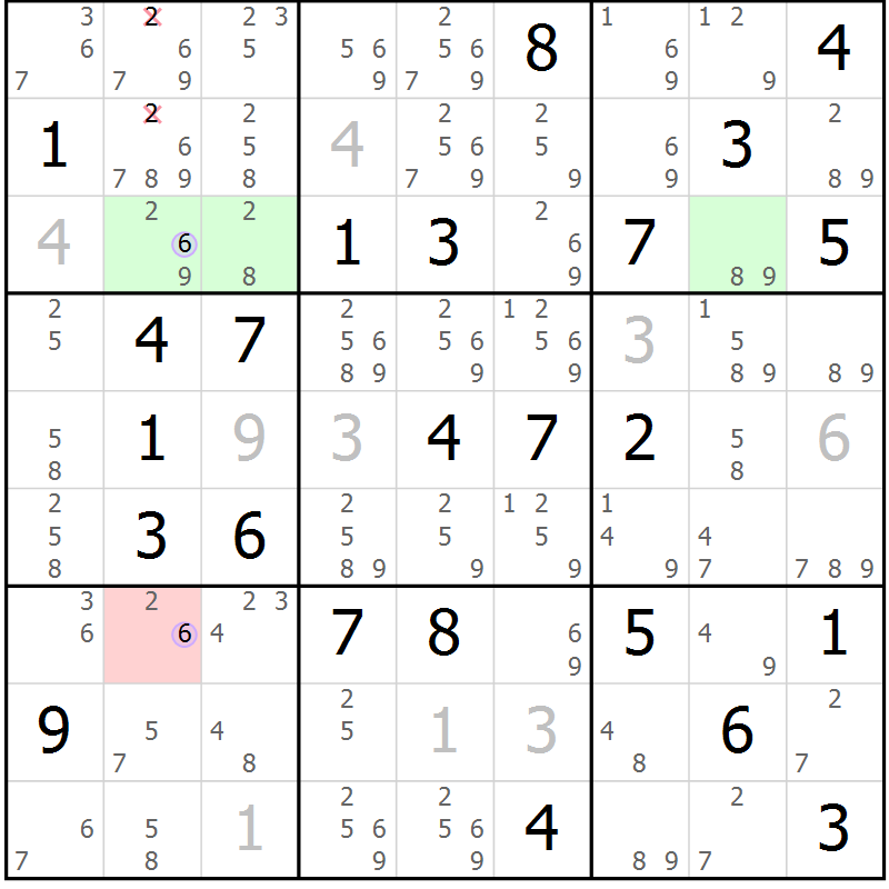 Position des candidats pour la solution de la Gr 44 page 47 du magazine de sudoku Suprême n° 024
