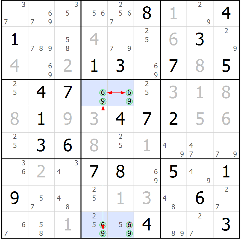 Position des candidats pour la solution de la Gr 44 page 47 du magazine de sudoku Suprême n° 024